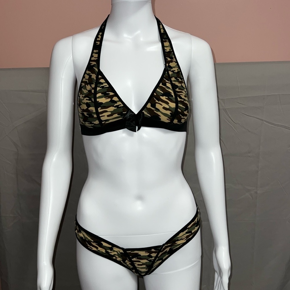 The Escanté Collection Camoflauge Bralette and Thong Set